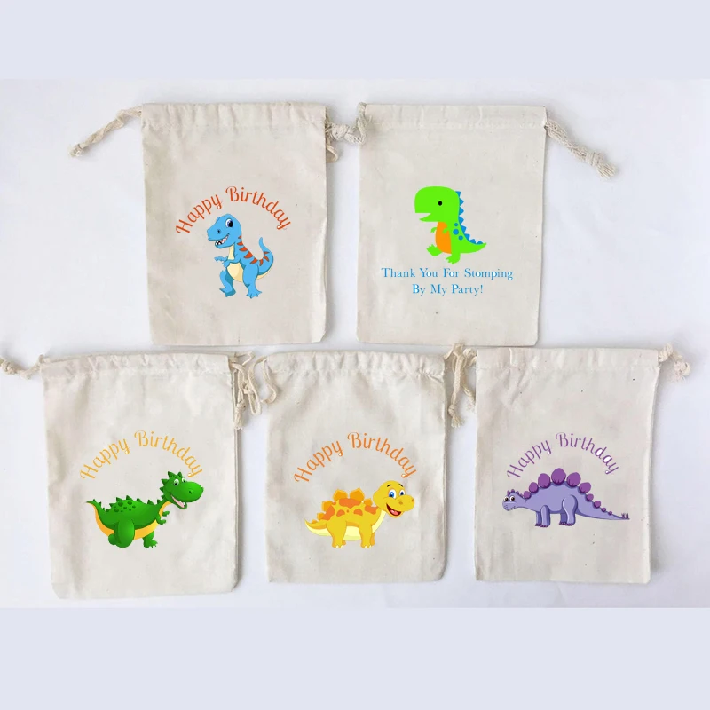 

5pcs candy gift bags Kid boy girl Dinosaur Dino T-rex Theme 1st 2nd 3rd 4th 5th 6th Birthday Party Baby Shower Decoration favor