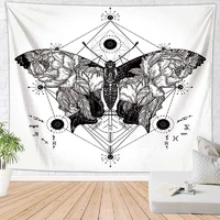 geometric butterfly black and white tapestry wall hanging simple nature floral insect psychedelic tapestries for home room decor