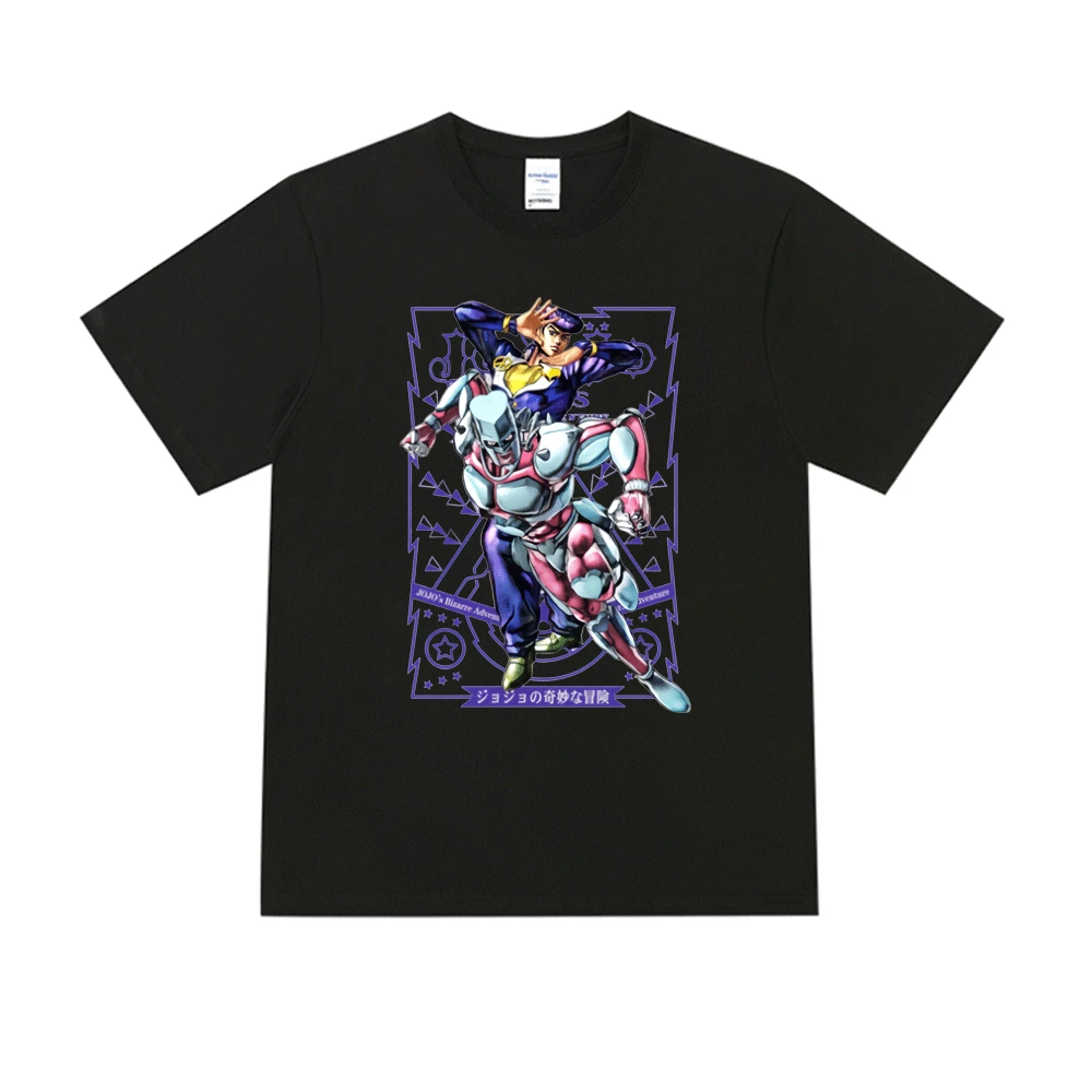 

Футболка с аниме «Невероятные приключения Джоджо», простая индивидуальная черная футболка с короткими рукавами для мужчин и женщин, повсед...