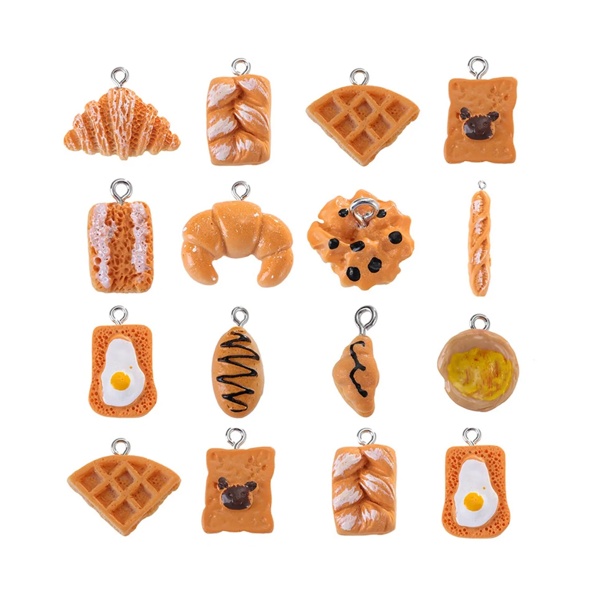

50Pcs Simulation Baked Cake, Bread and Egg Tart Cute for Pendant DIY Earrings Necklace Accessories Finding