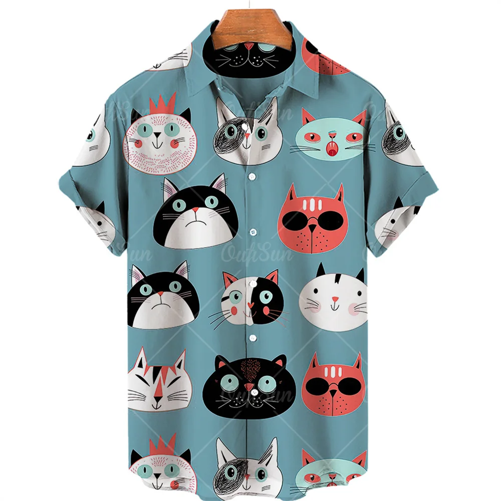 

Hawaiian Shirt Animal Summer Beach Loose Fashion Long-necked Crane Short-sleeved Shirt Oversized Casual Trend All-match