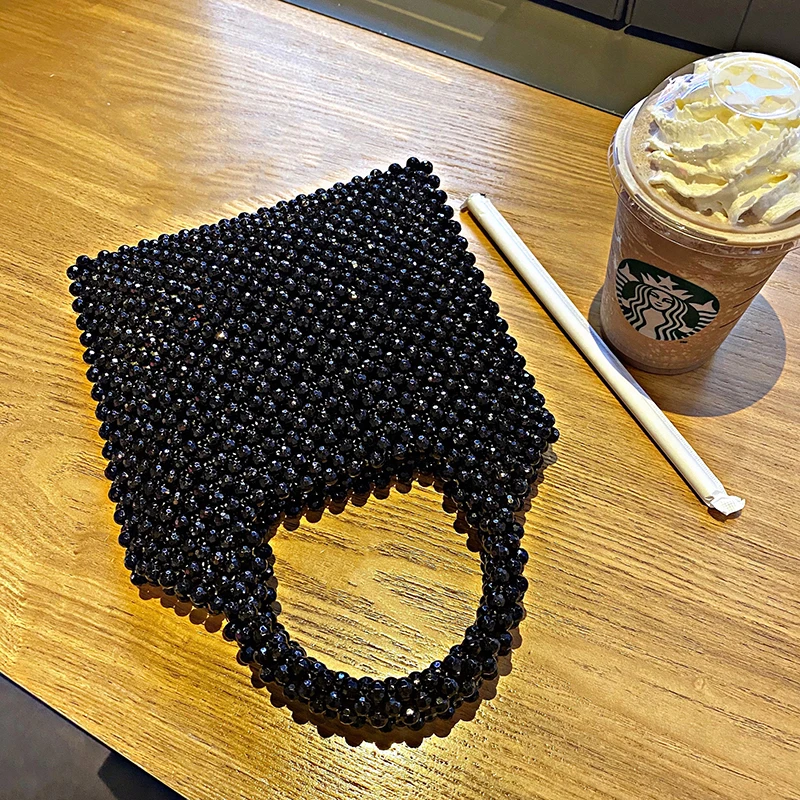 Сверкающие черные карманные книги и сумочки Женская самодельная квадратная