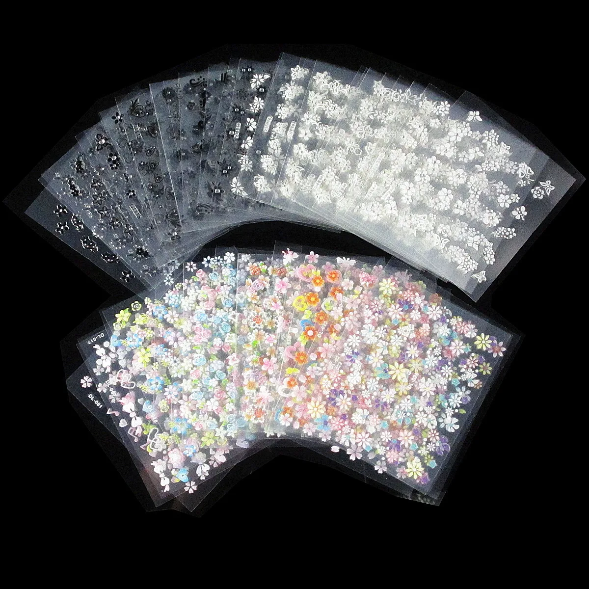 

1 Набор 50 шт./лот № 71(C10-C20-R1) наклейка для ногтей 3D Цветочная наклейка прозрачные цветы самоклеящиеся наклейки для ногтей (50 разных наклеек)