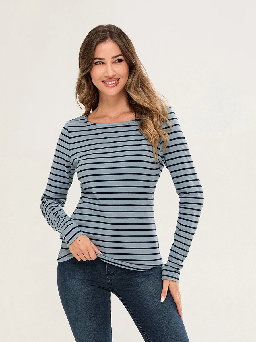 Винтажная полосатая рубашка Y2k винтажная модная футболка с воротником-лодочкой и