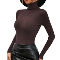 40hotwomen sweater solid color knitted autumn winter pure color stretchy pullover for daily wear