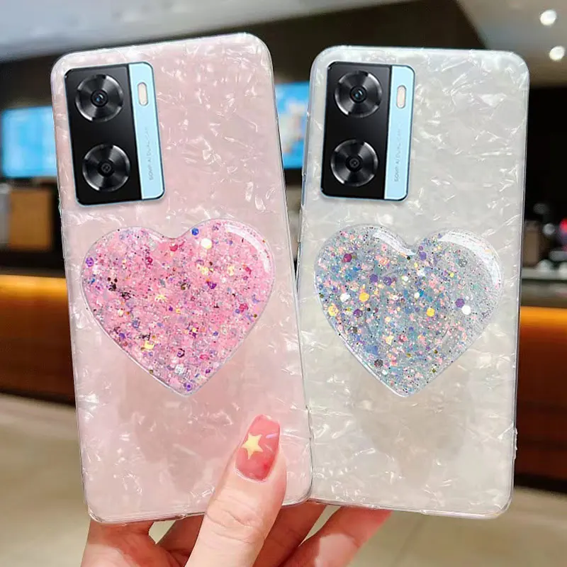 

Fashion Glitter Mirror Case For OPPO A17 A57 A78 A77 A76 A74 5G A95 4G A94 A93 A55 A53 Transparent Cover