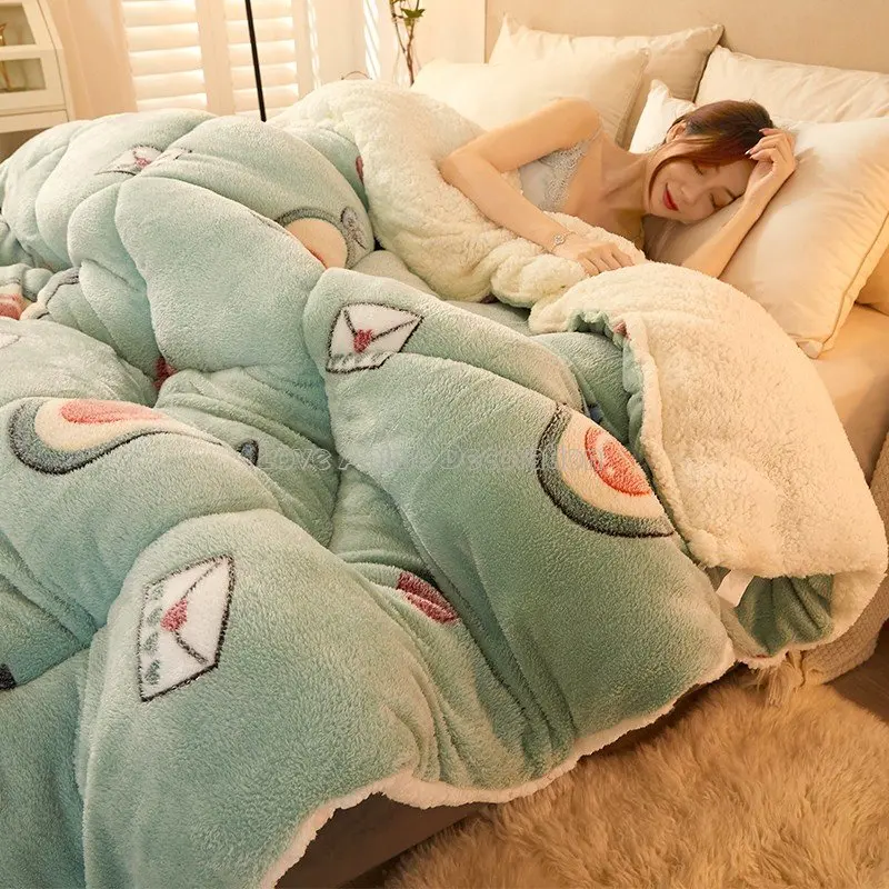 

Новинка 2023, теплое искусственное одеяло, утолщенное одеяло из коралловой шерсти, фланелевое одеяло одинарного и двуспального размера, постельное белье большого размера для квилтинга