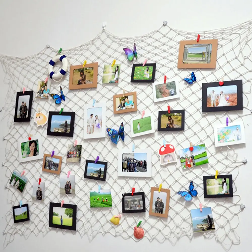

Home Decor DIY Pictures Hanging Fishing Net Grid Art Display Photo Wall