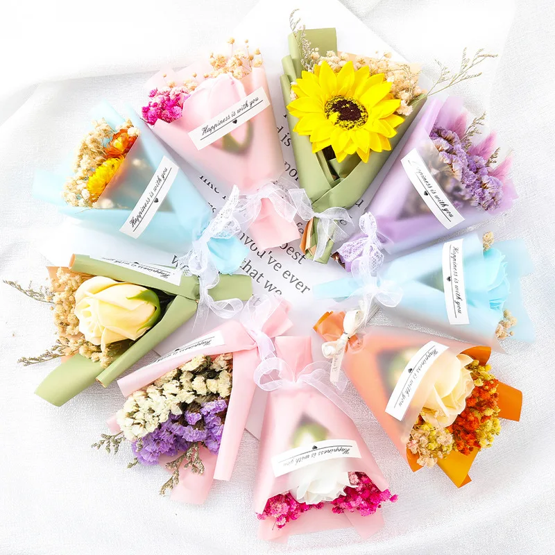 

Mini Gypsophila Dried Flowers Small Bouquet Artificial Flower Home Decoration Photo Props Gift Box Decorative Flowers