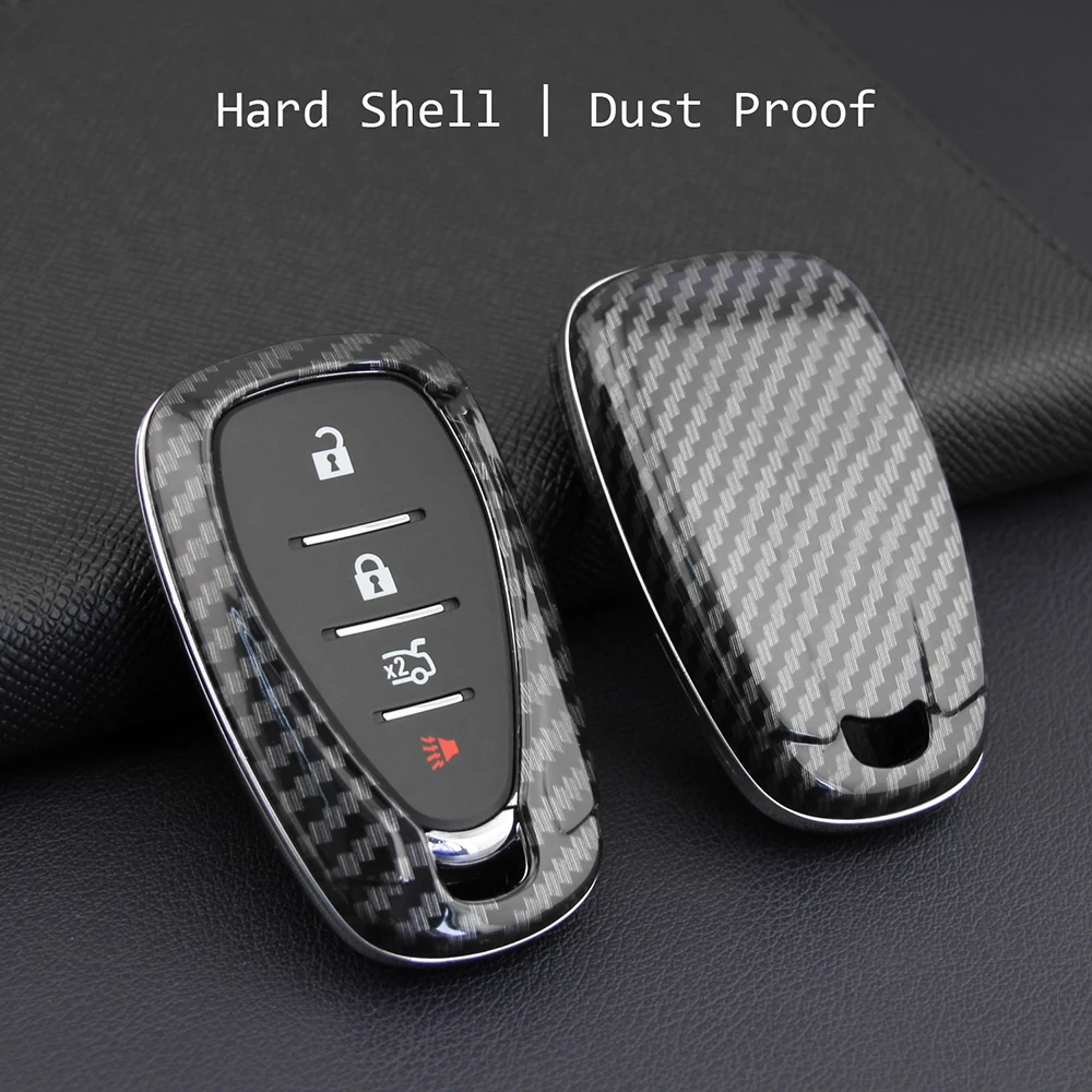 

KEYECU New Carbon Fiber ABS Car Folding Key Cover Full Case Shell For Chevrolet Car Accessories Smart Remote Key Cover