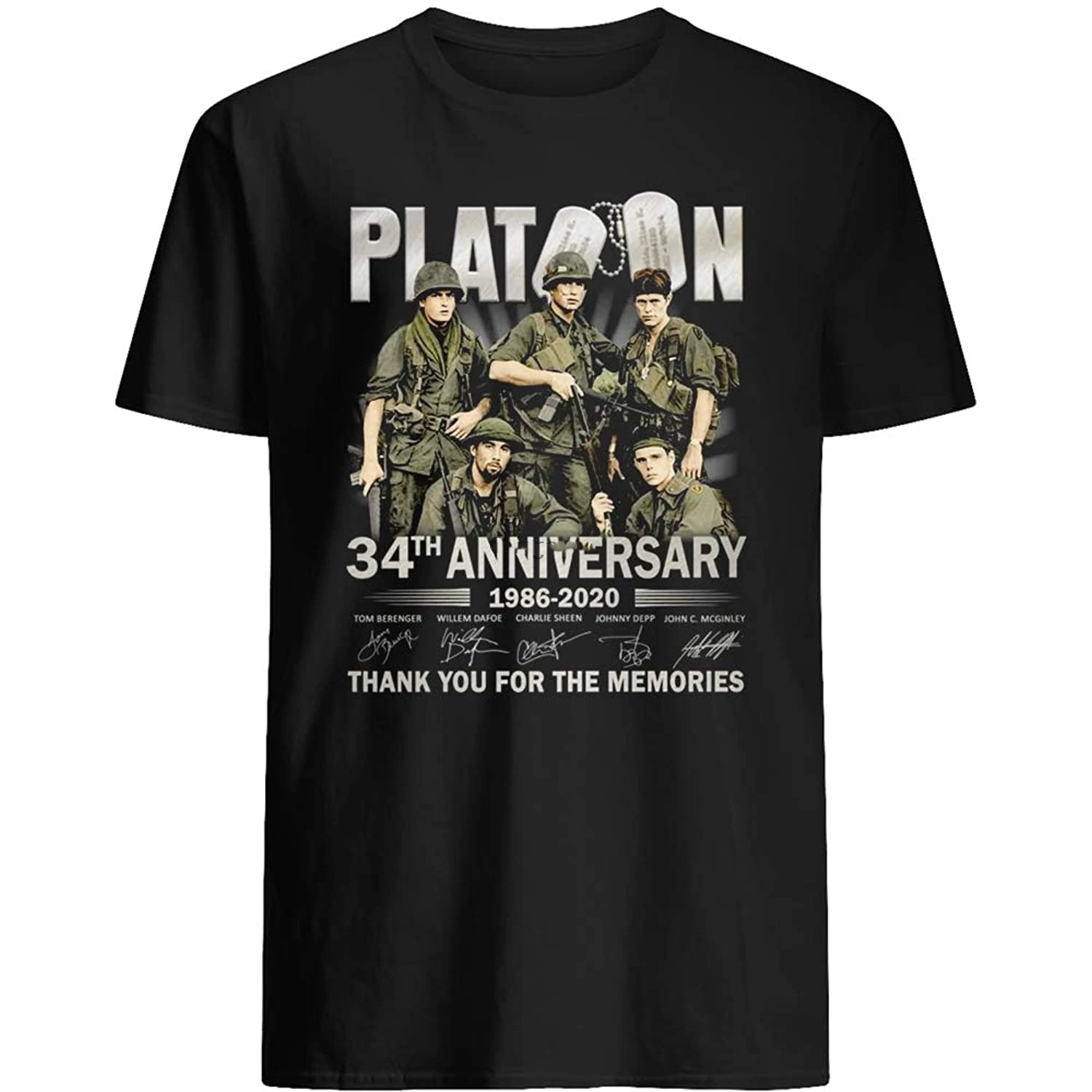 

Platoon Movie 34Th Anniversary 1986-2020 Cast Signed Sergeant Elias Chris Robert Barnes Gator Sergeant Unisex T-Shirt