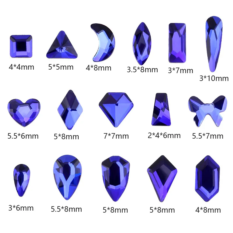 

Swarovsky 50pcs Crystals Nail Diamond Stone Strass Klein Blue Glass Rhinestones For 3D Nails Art Decorations Supplies Jewelry