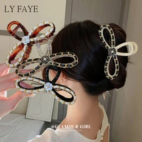 ly faye flower bow leren wikkelketting franse retro hair pins and clips crab hair clip accessories women new headwear