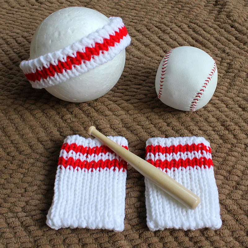 

Little Baby Girl Boy Photo Shoot Crochet Baseball Suit Photography Props Clothes Newborn Photo Studio Shooting Accessories