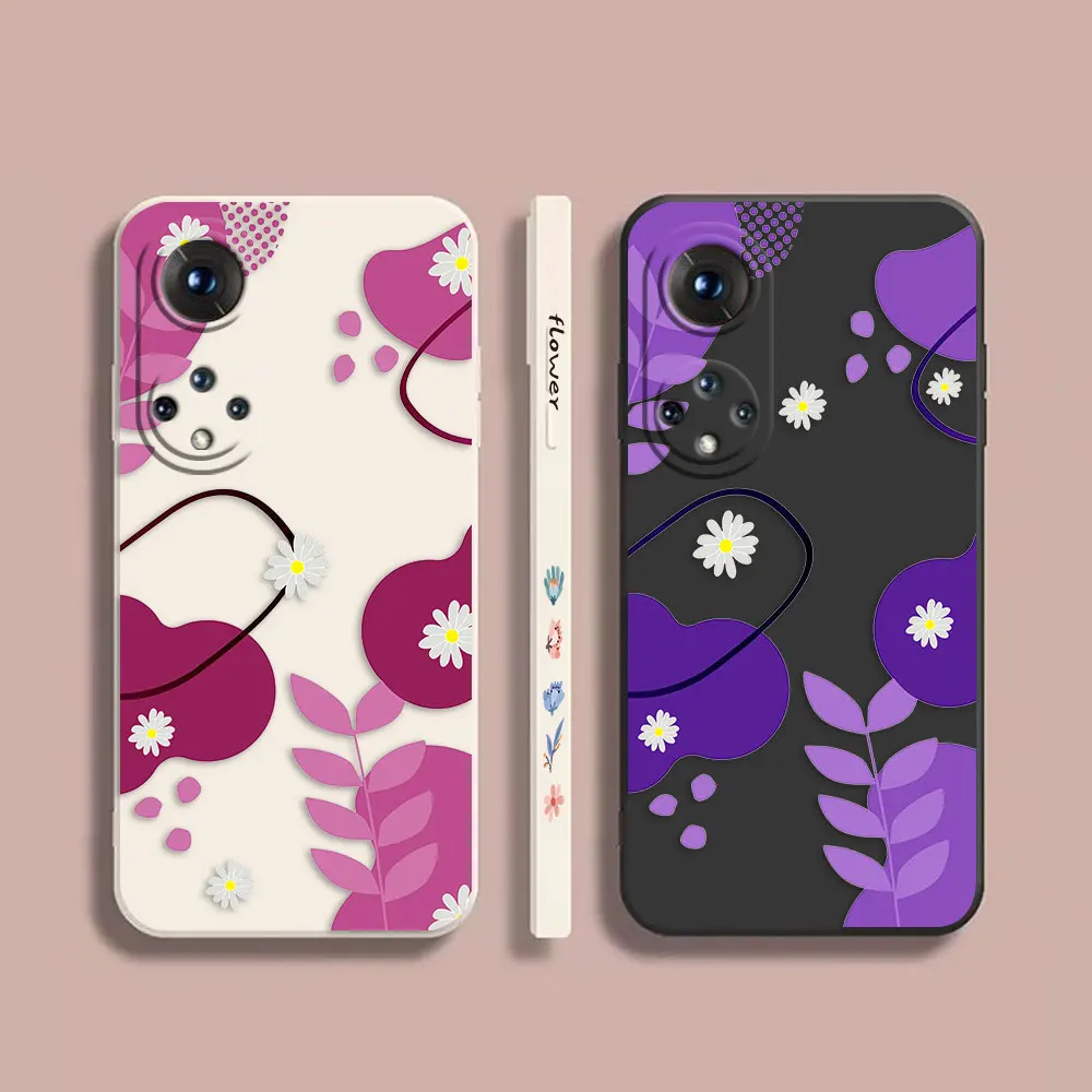 

Case For Honor 8X 9 10 20 30 30S 50 50 60 60 70 80 80 GT SE 5G PRO PLUS Colour Cover Funda Cqoue Shell Capa Red Purple Flowers