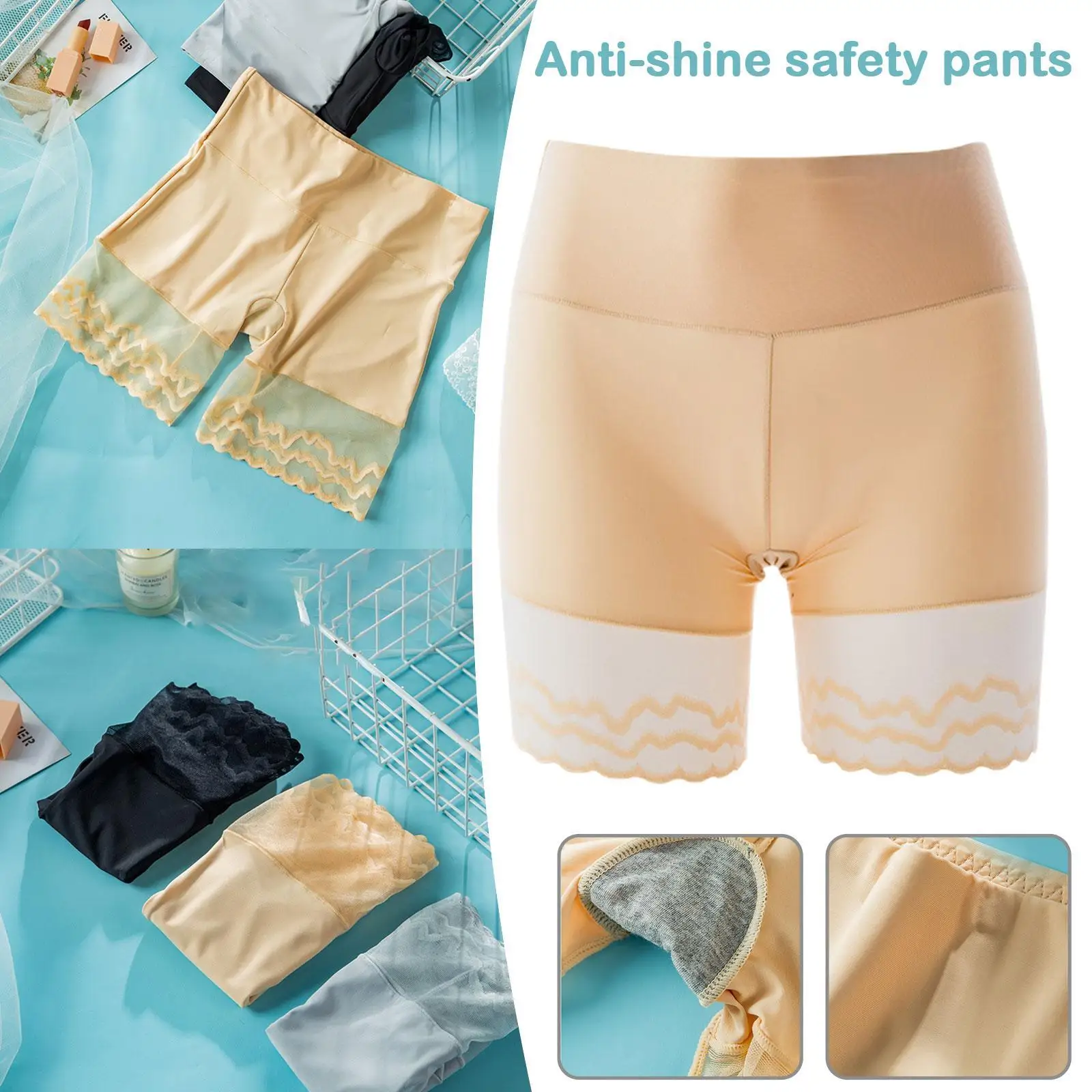 

M-2XL Shorts Under Skirt Sexy Lace Anti Chafing Thigh Safety Shorts Ladies Pants Underwear Large Size Safety Pants Women