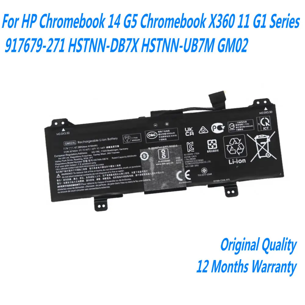 Новый аккумулятор для ноутбука GM02XL 7 В 47 3 Втч серии HP Chromebook 14 G5 X360 11 G1 917679 -271 HSTNN-DB7X