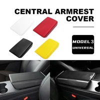 1pc for tesla model 3 2017 2021 carbon fiber abs auto inner center armrest box storage plastic cover sticker trim accessories