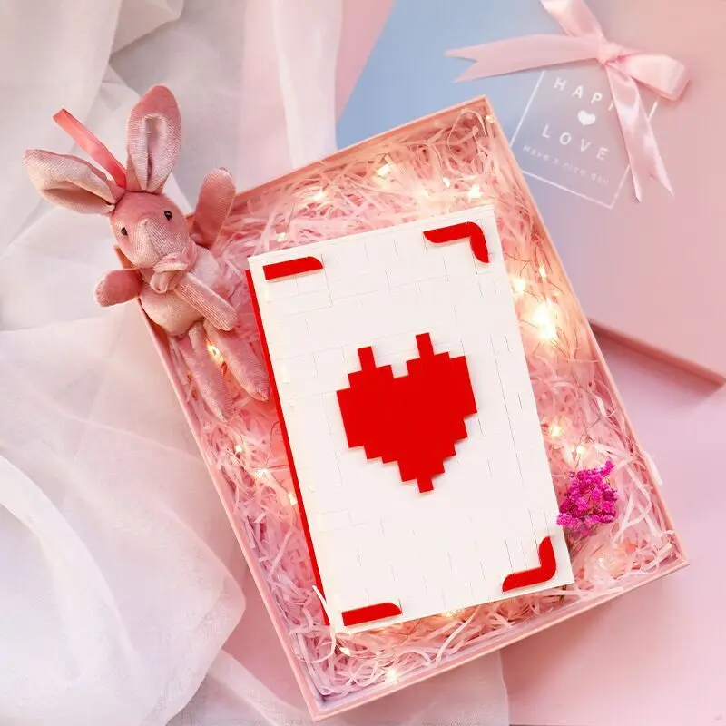 

Love 520 Creative Building Blocks Pop-Up Heart and Ring Box Bricks The Romantic Story Book Model Toys For Couple Valentines Gift