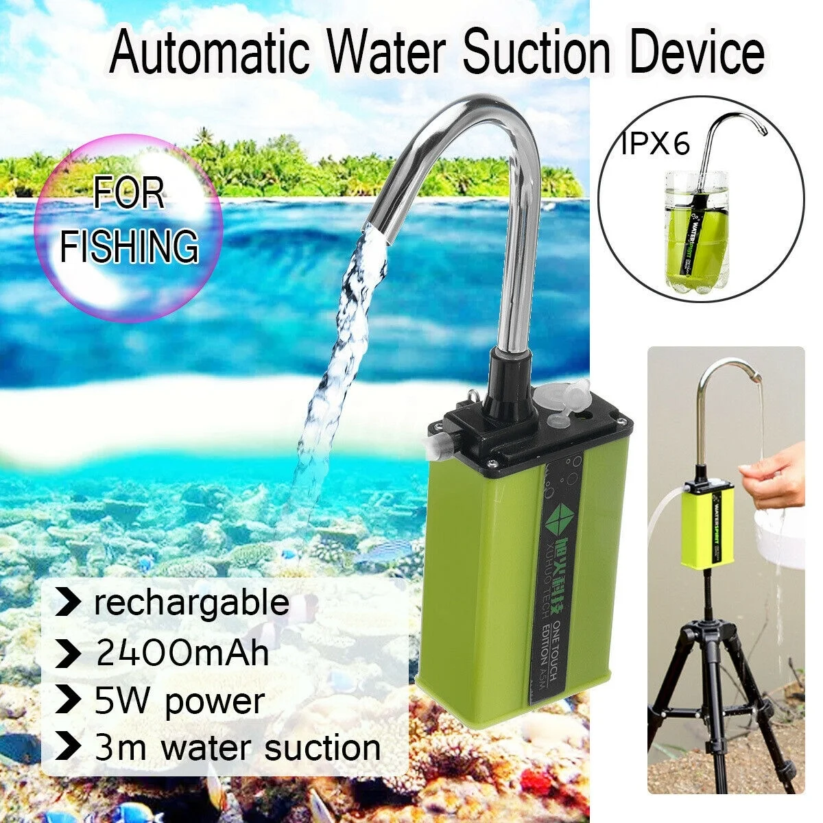 

Portable Fishing Suction Device Charge Automatic Pump Intake Hand Washers Water Absorber Machine Outdoor Fishing Equipment Tool