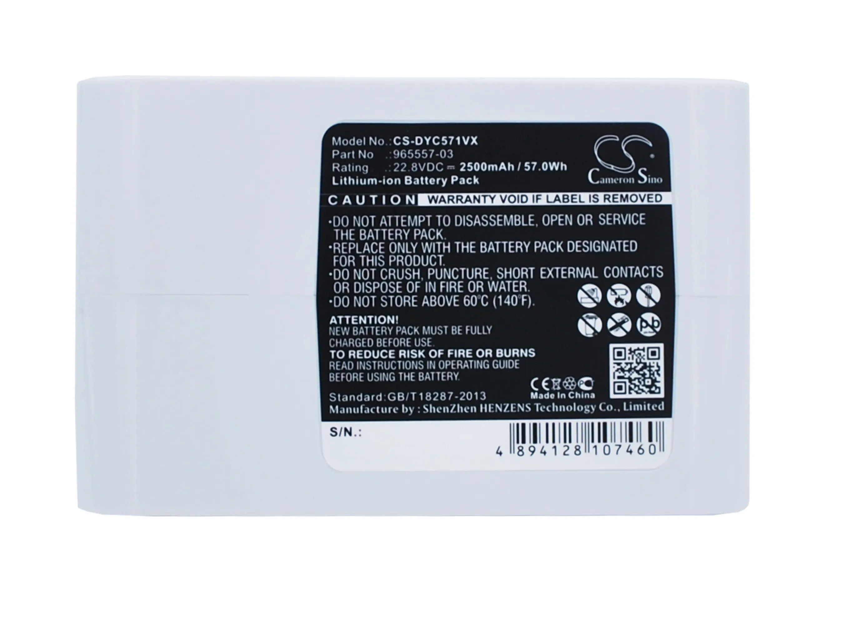 

CS 2500mAh/57.00Wh battery for Dyson DC35 Multi floor, DC56, DC57 202932-02, 917083-01, 965557-03, Type-B