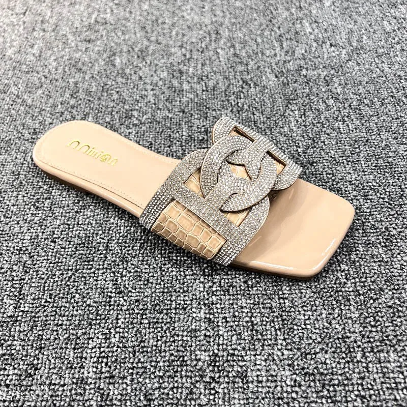 Модные женские тапочки 2023 роскошные дизайнерские сандалии на плоской подошве с
