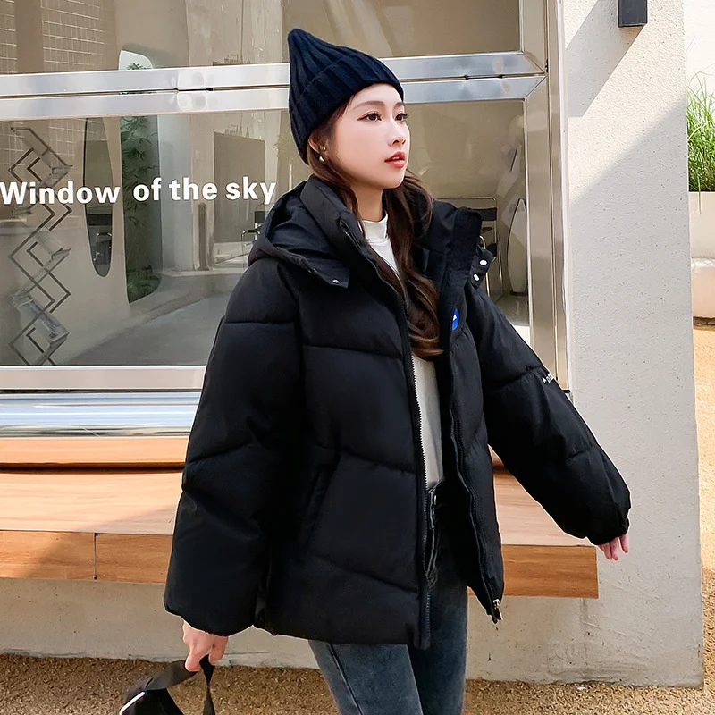 2022 New Fashion White Winter Jacket for Women Slim Short Thicken Coat Female Basic Jacket Winter Hooded Parkas Clothes