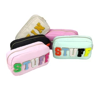 new style waterproof nylon cosmetic bag with towel embroidery letter patch large capacity to carry convenient travel bag