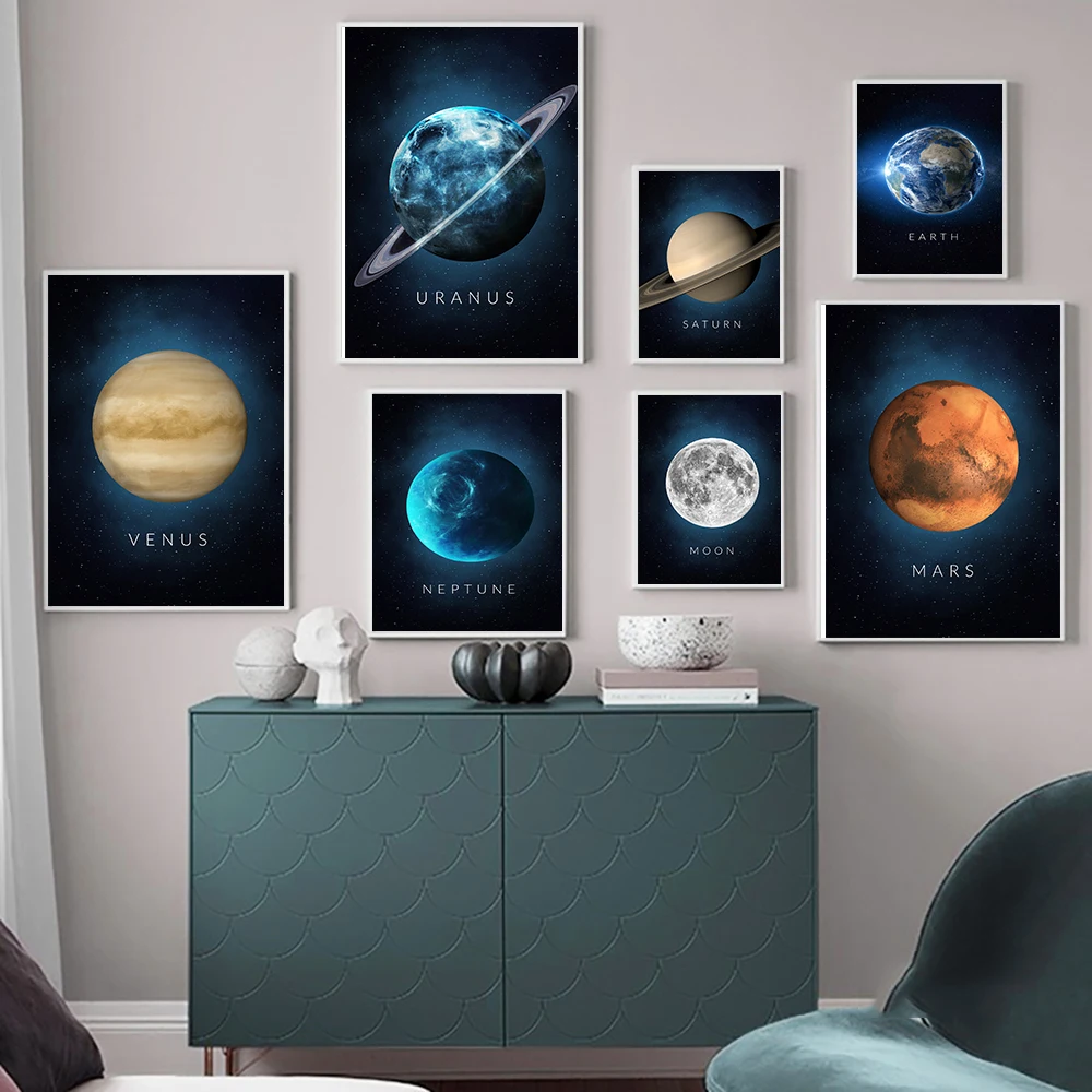 

Sun Venus Saturn Mars Earth Pluto Planet Canvas Painting Wall Art Nordic Posters And Wall Pictures Prints For Living Room Decor