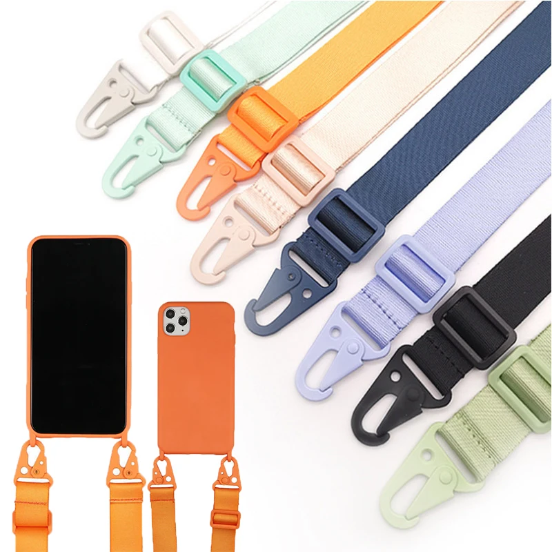 

Detachable Adjustable Strap For Mobile Phone Crossbody Webbing Lanyard Flat Nylon Patch Necklace Clip Snap Hanging Cord Rope