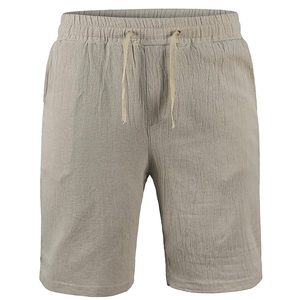 2023 New Men's Cotton Linen Shorts Men's Summer Breathable Solid Linen Shorts Fitness Street Shorts S-3XL Drawstring  Sports