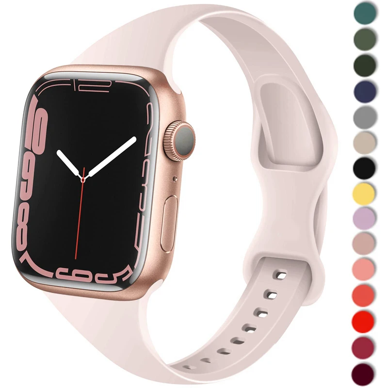 

Ремешок силиконовый для Apple watch band 40 мм 42 мм 38 мм 44 мм, тонкий браслет для смарт-часов wrsitband, iWatch 7 6 4 3 se 5 45 мм 41 мм