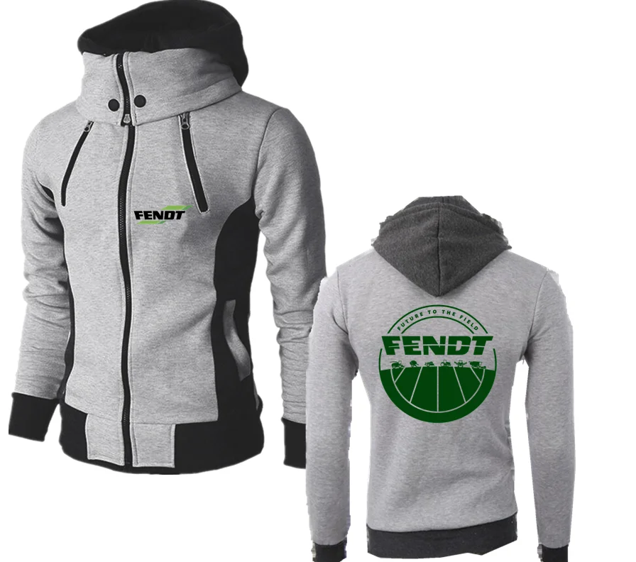 

Biker Fendt Motorcycle Men‘s New Autumn Winter Sweatshirt Warm Windproof Jacket Double Zip Fashion Hooded Sport Clothing