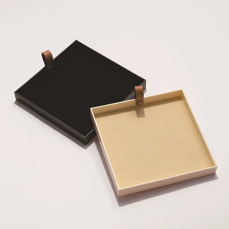 Минималистичный косметический поднос для хранения вещей с кожаной ручкой лоток