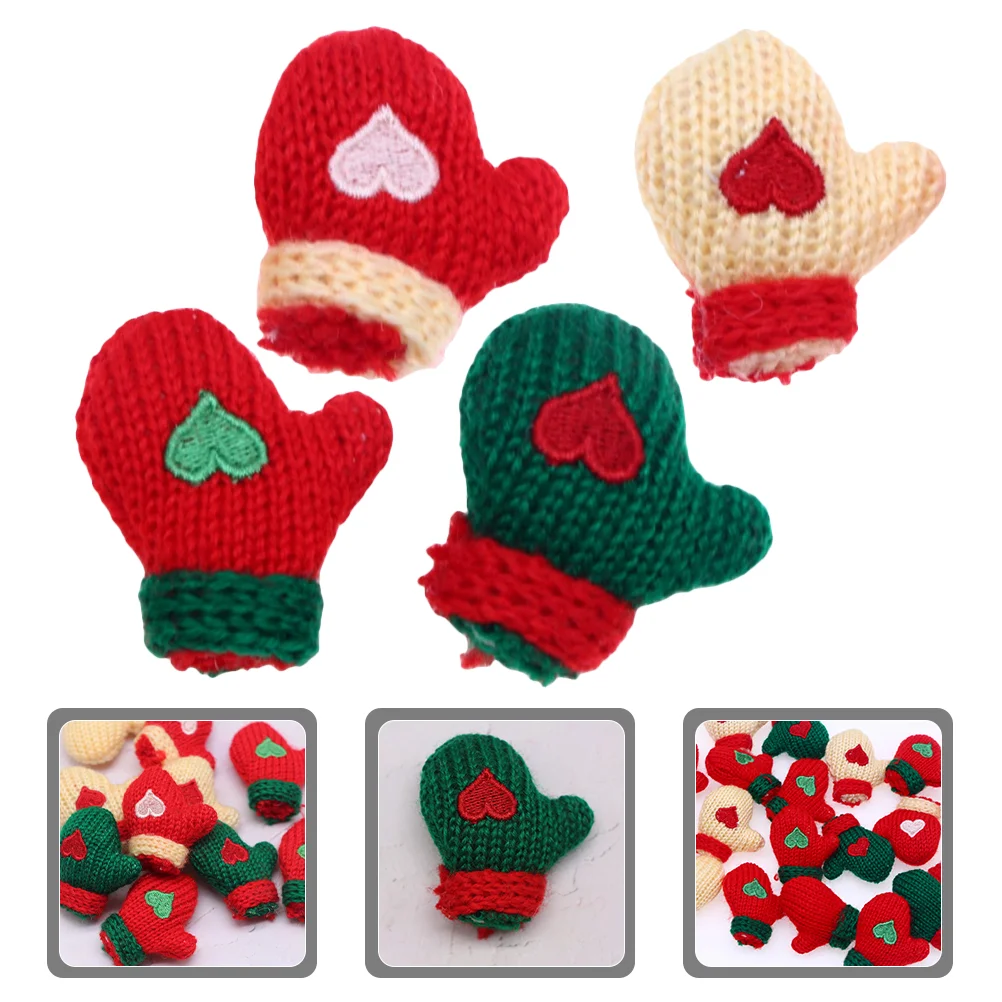 

16pcs Mini Gloves Diy Material Christmas Party Decorations Mini Knitting Gloves