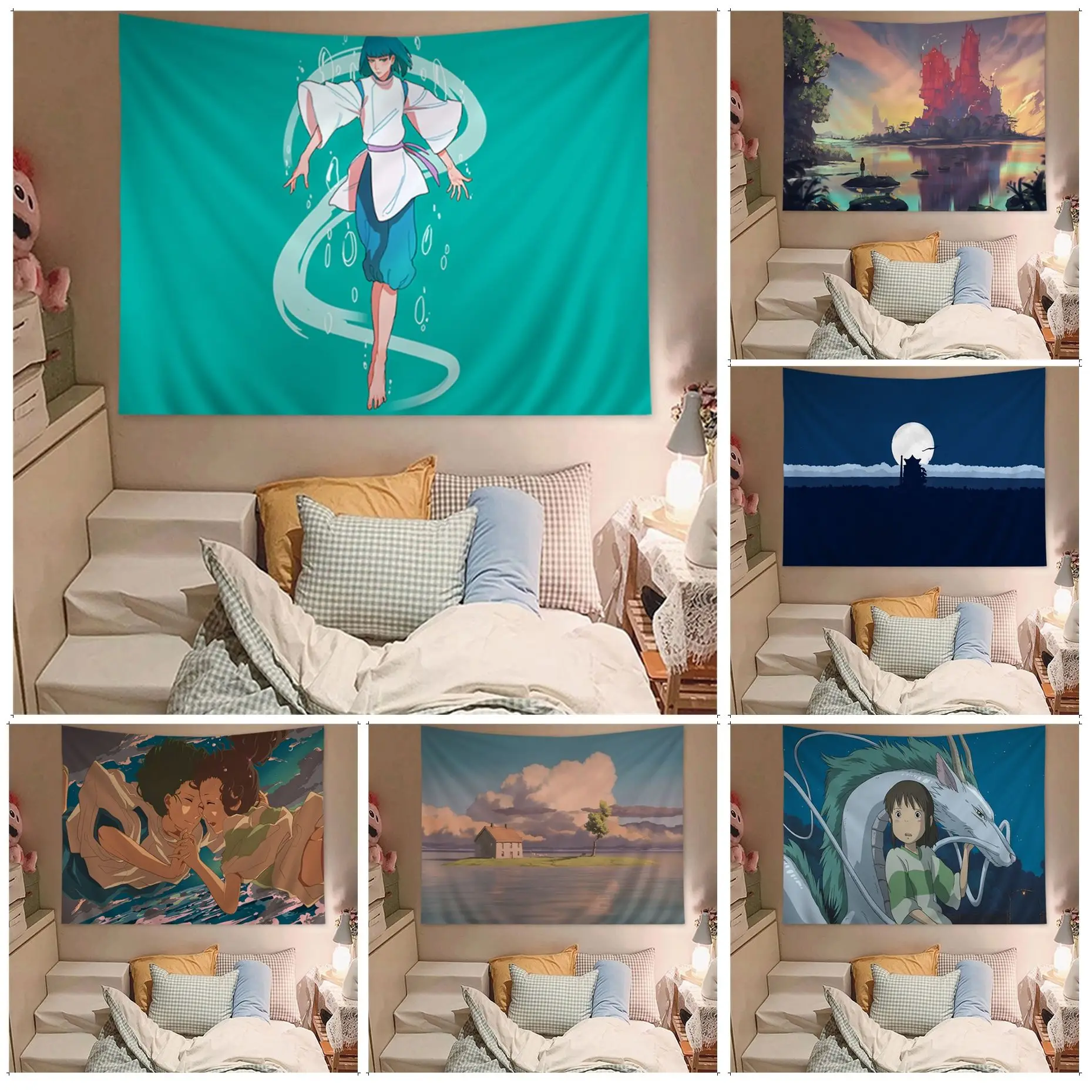 

Spirited Away Hanging Bohemian Tapestry Hanging Tarot Hippie Wall Rugs Dorm Wall Art Decor