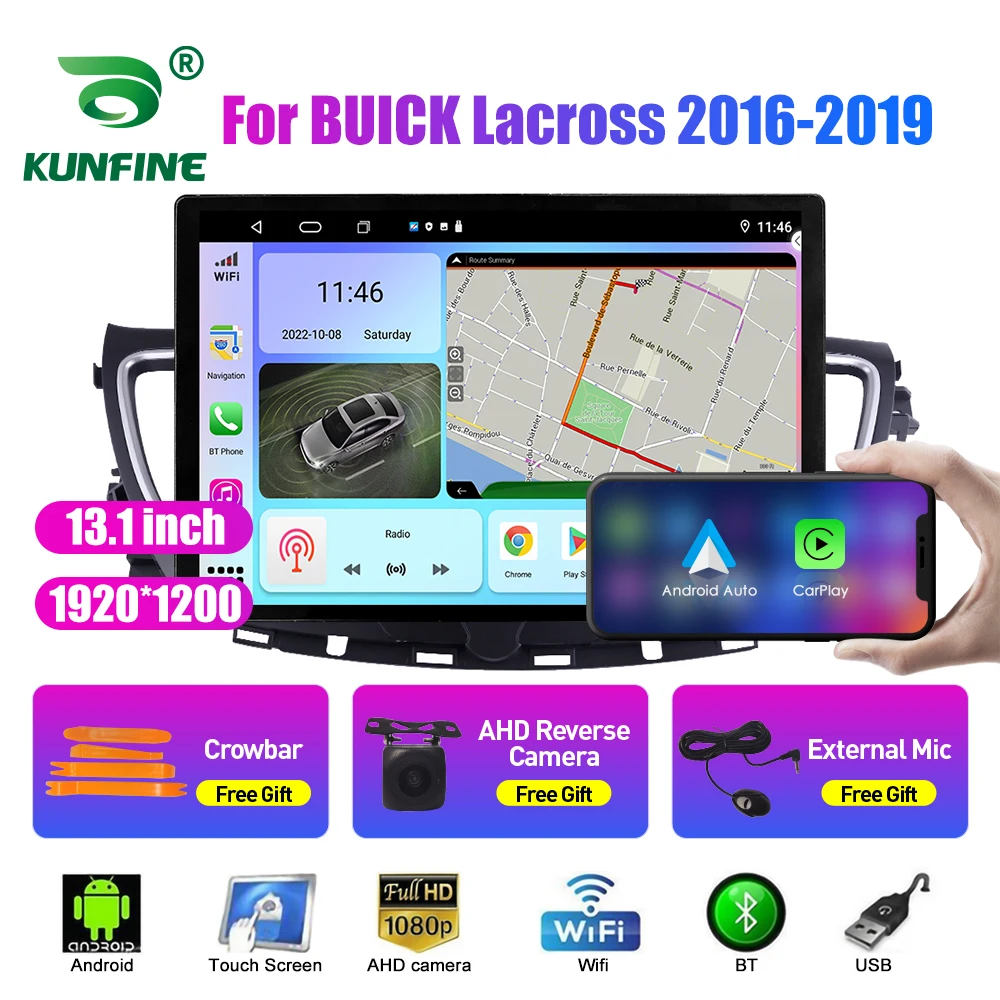 

Автомобильный радиоприемник 13,1 дюйма для BUICK Lacross 2016-2019, автомобильный DVD GPS-навигатор, стерео Carplay, 2 Din, Центральный Мультимедиа, Android, авто