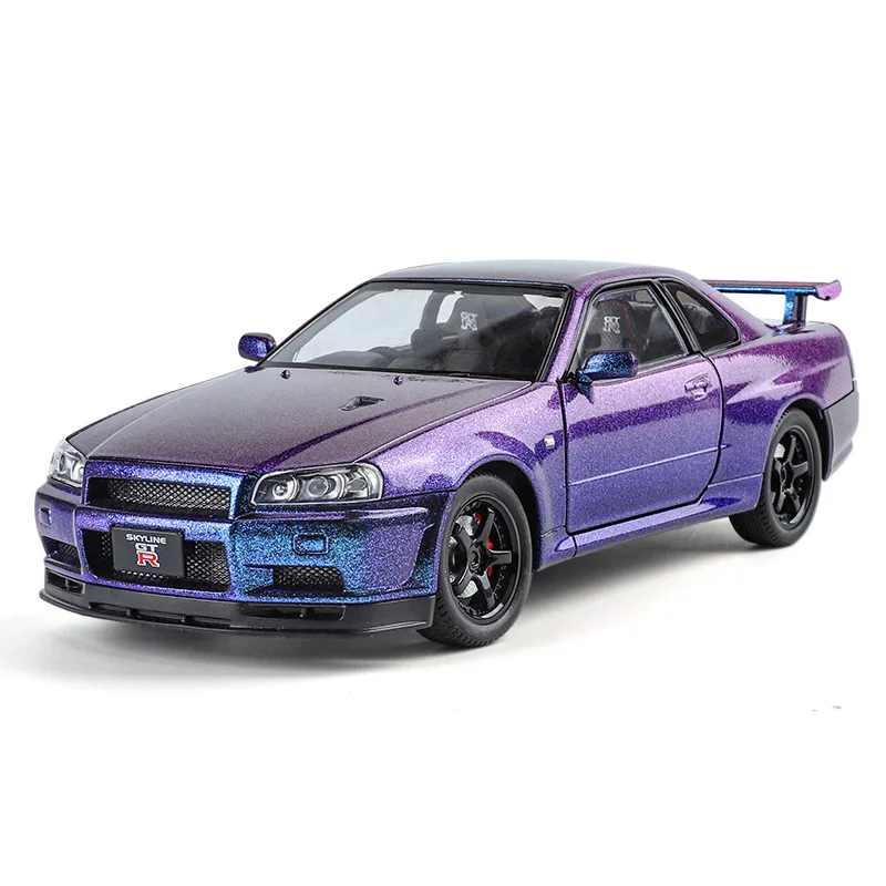 1:24 Nissan GTR-R34 модель автомобиля из сплава имитация бога войны спортивного
