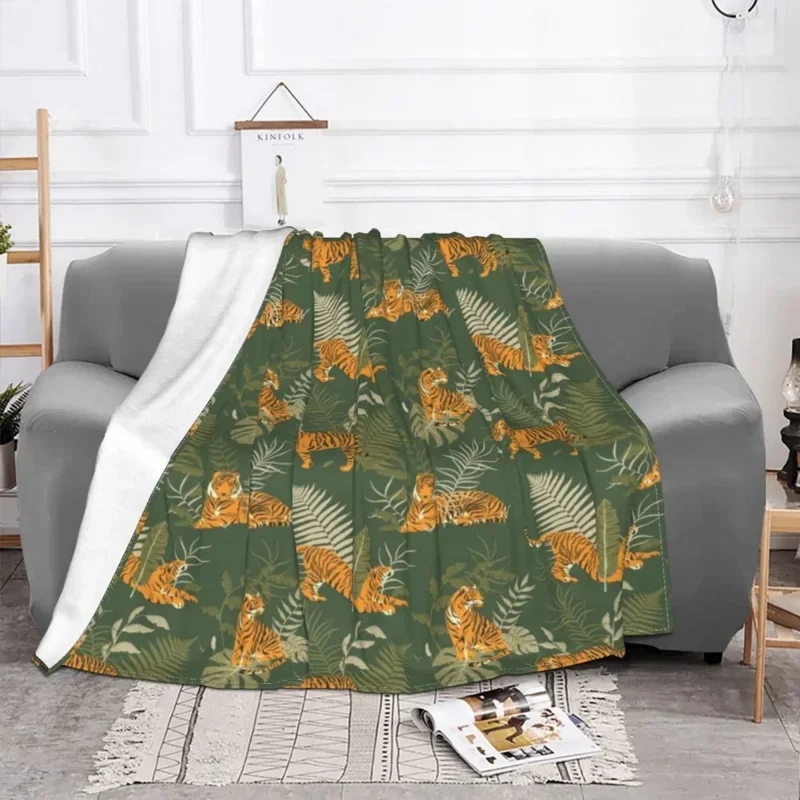 

In The Jungle Blanket Coral Fleece Plush Printed Tiger Pattern Animal Breathable Soft Throw Blankets For Sofa Bedroom