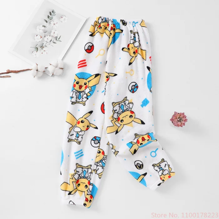 Детские пижамные штаны Пикачу для девочек и мальчиков в домашних фланелевых