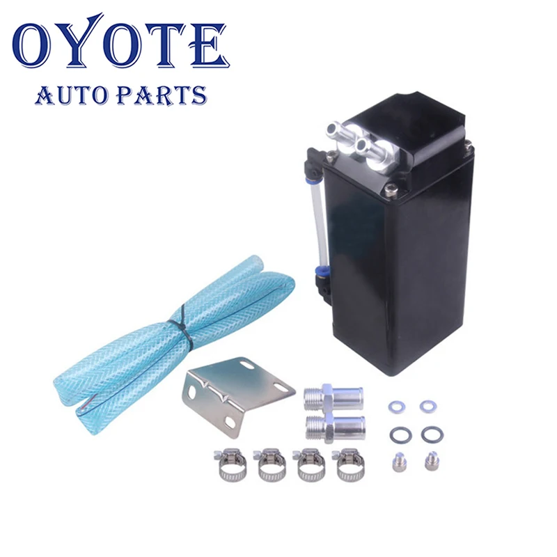 

OYOTE D1 SPEC Engine Square Shape Oil Catch Can Oil Tank Reservoir With 2 Bigger Fittings Oil Catcher