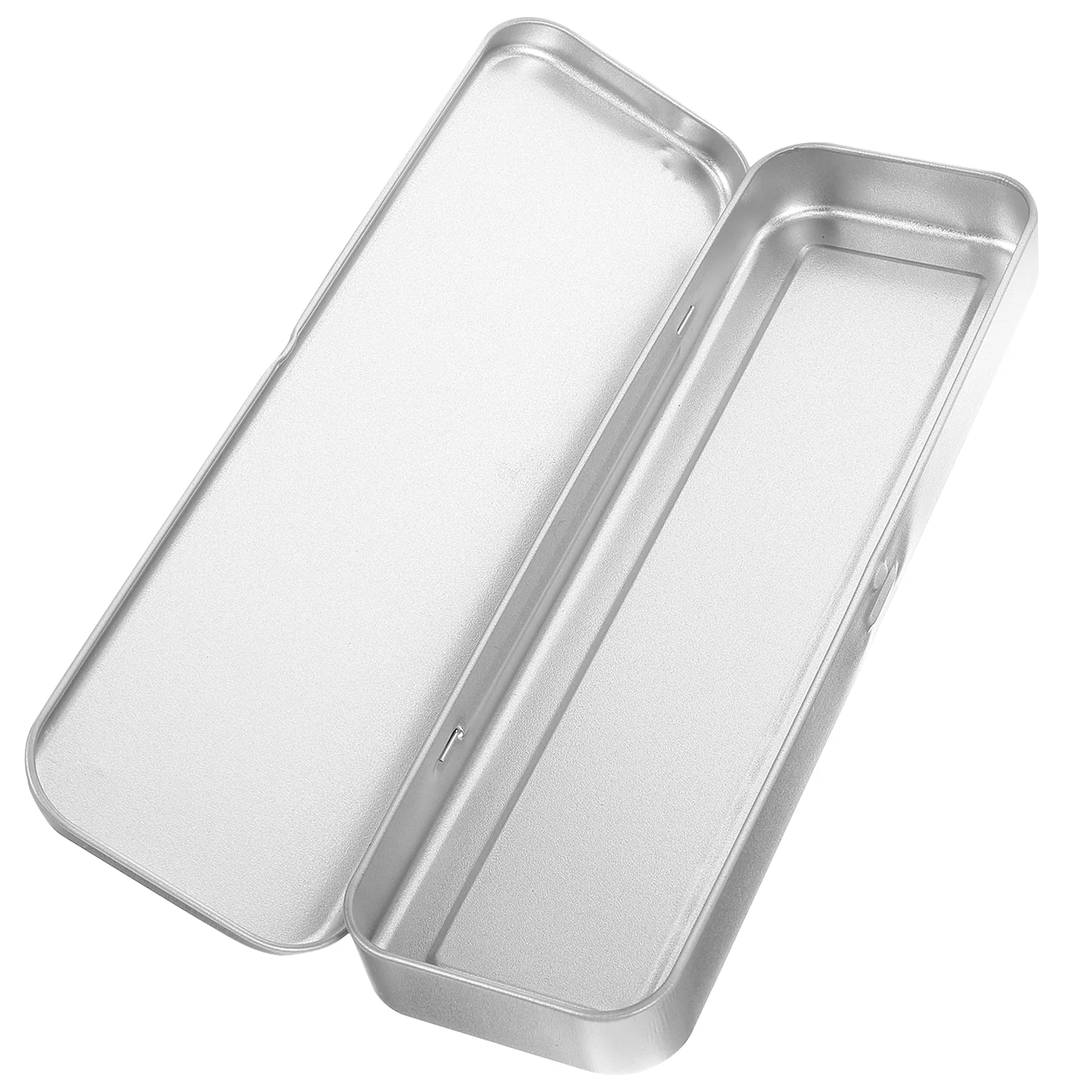 

Tin Pen Box Tinplate Cases Metal Hinged Stationery Boxes Painting Brush Holder Students Organizer for Business School