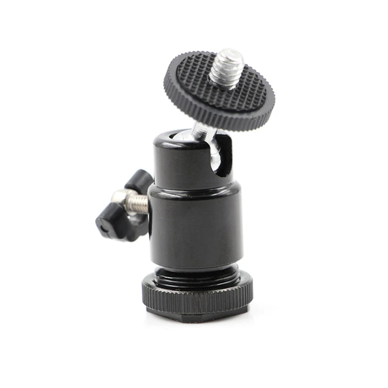 

Universal 1/4" Tripod Screw Head 360 Degree Swivel Mini Ball Head Hot Shoe Mount Adapter For DSLR Camera Tripod Ballhead Stand
