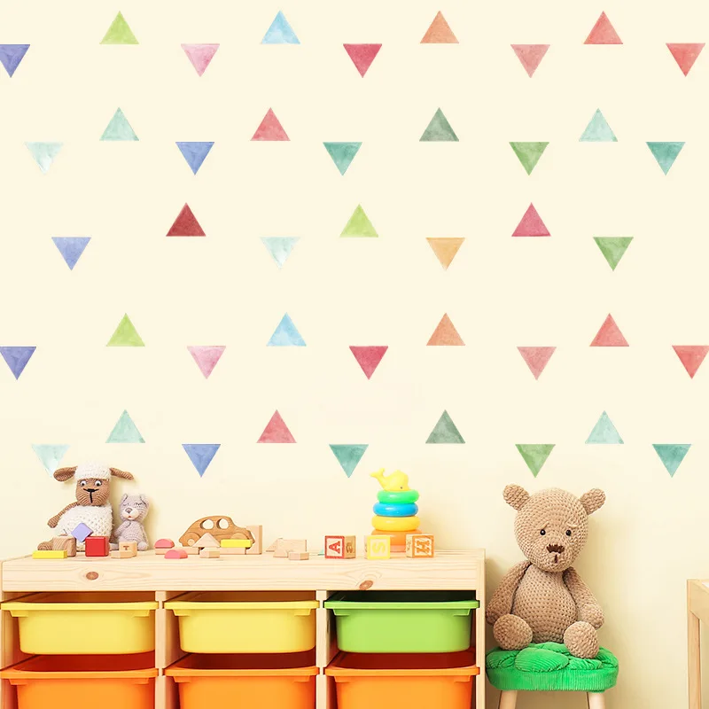 

Painted Green Triangle Wall Sticker Watercolor Dot Door Windows Bedroom Offices House Wardrobe Refrigerator Porch DIY Home Decor