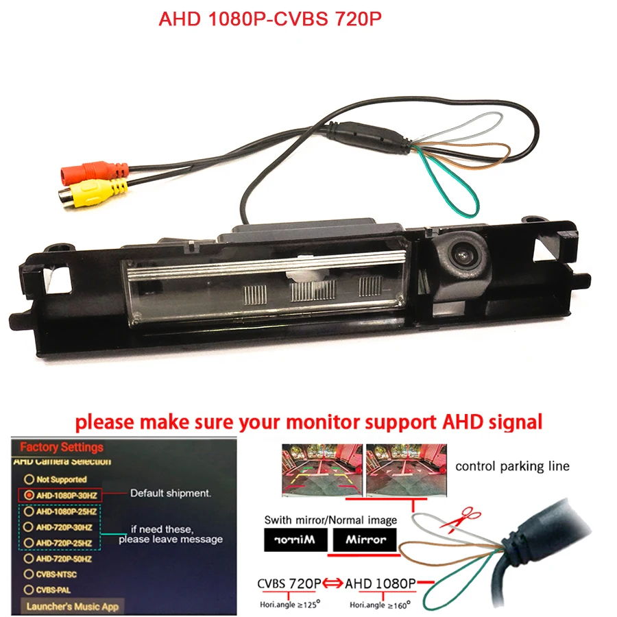 

AHD 1080P 720P Car Rear view Camera for Toyota Yaris 2006 2007 2008 2009 2010 2011 2012 dynamic tracks CCD CVBS back camera