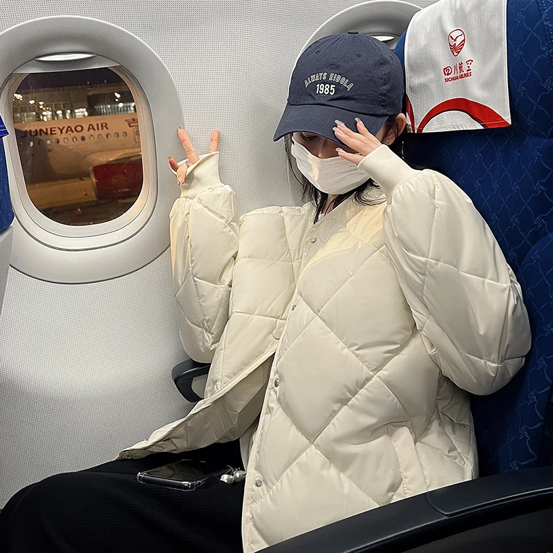 Куртка женская стеганая на пуговицах уличная одежда оверсайз тонкая популярная