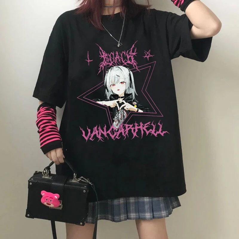 Футболка женская оверсайз в стиле Харадзюку топ с коротким рукавом и круглым