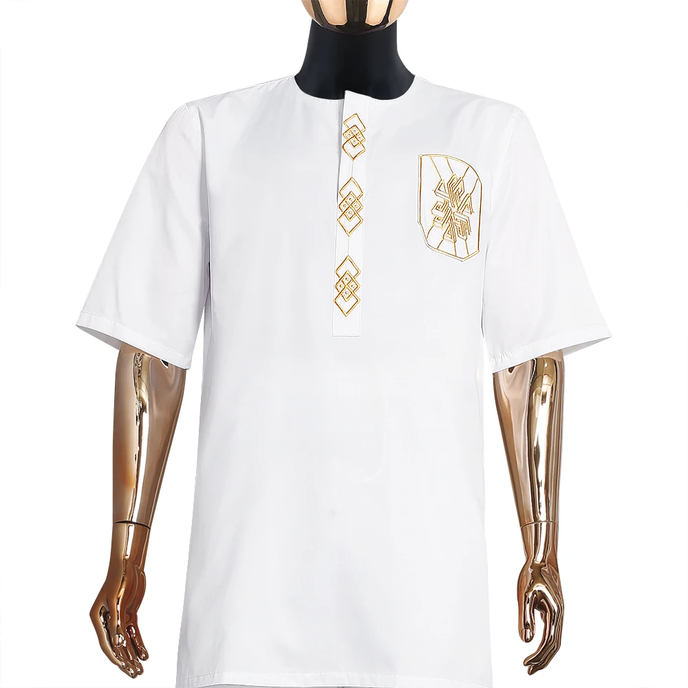 H&D African Clothes for Men 2 Pieces Set Fashion Embroidered Tops and Pants Traditional Clothing Rich Bazin Original Wedding