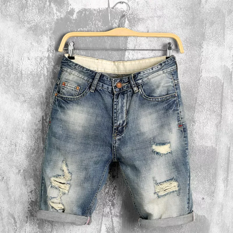 

summer denim shorts male jeans men jean shorts bermuda skate board harem mens jogger ankle ripped wave 38 40,PA028