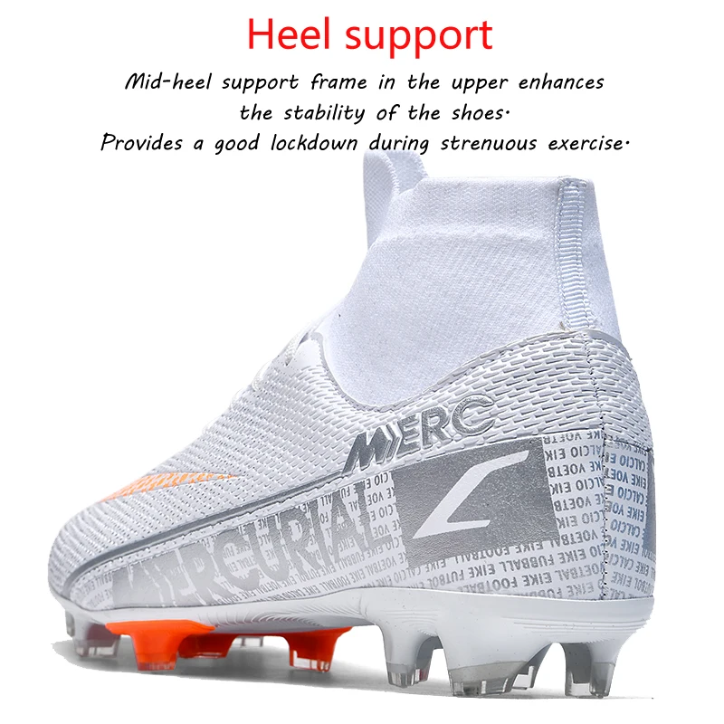 Men Professional Soccer Cleats Sneakers World Football Cup Boots Outdoor Non-Slip Long Spikes Ultralight High Ankle Soccer Shoes